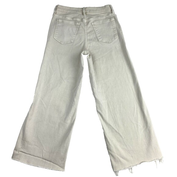 OAT New York High Rise Wide Leg Crop Pants Womens 4 Raw Hem 27W Oatmilk Spring - Picture 6 of 16